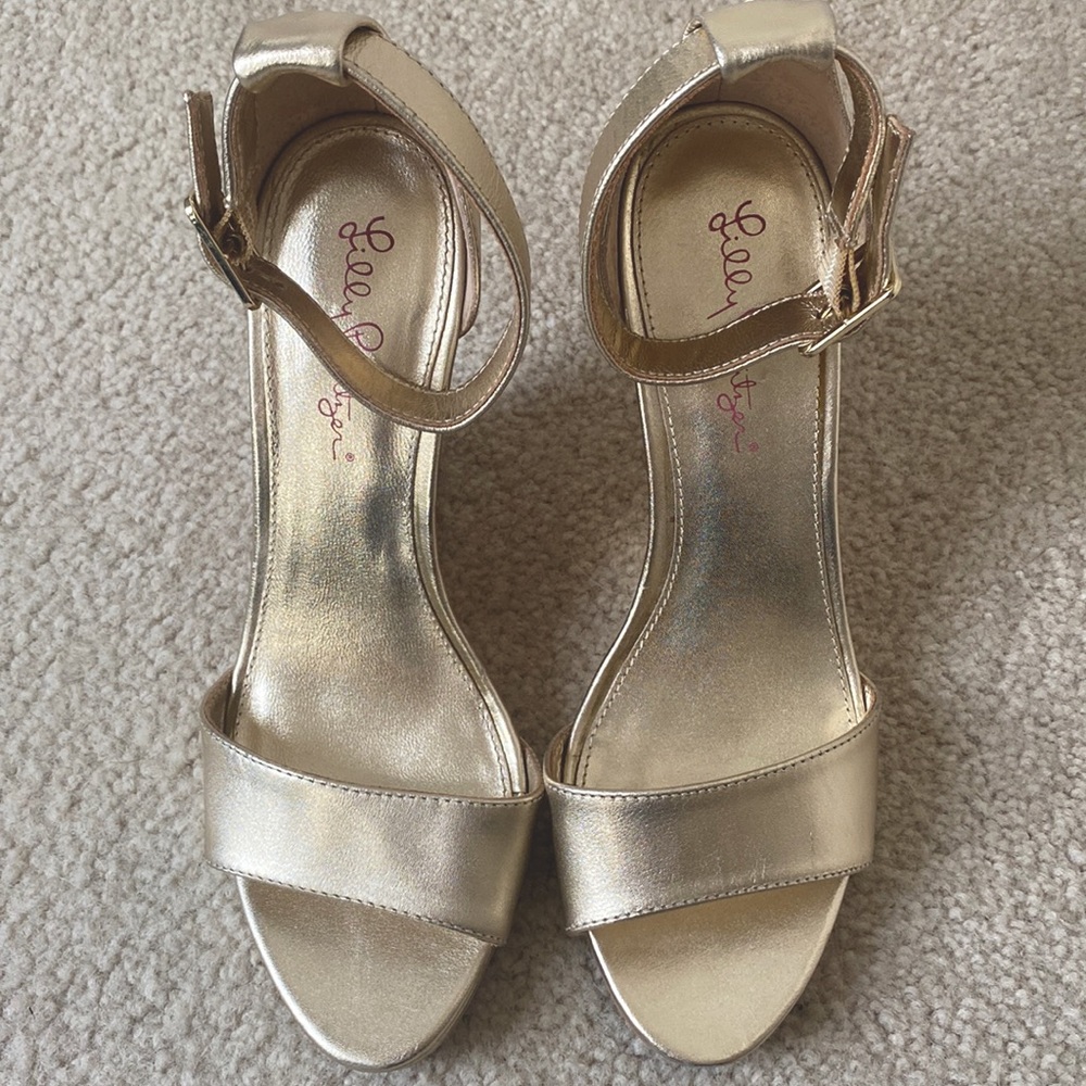 Lilly Pulitzer Gold Wedge Sandal